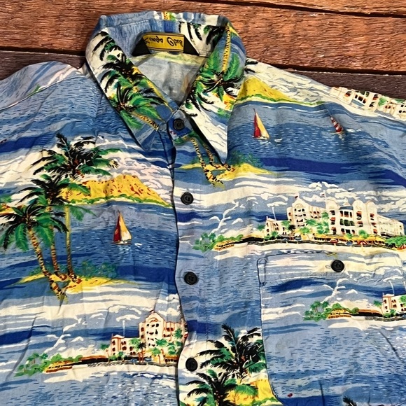 VTG Hawaiian Floral Honeymoon Kings Club Short Sleeve Summer Mens Shirt - Picture 5 of 6